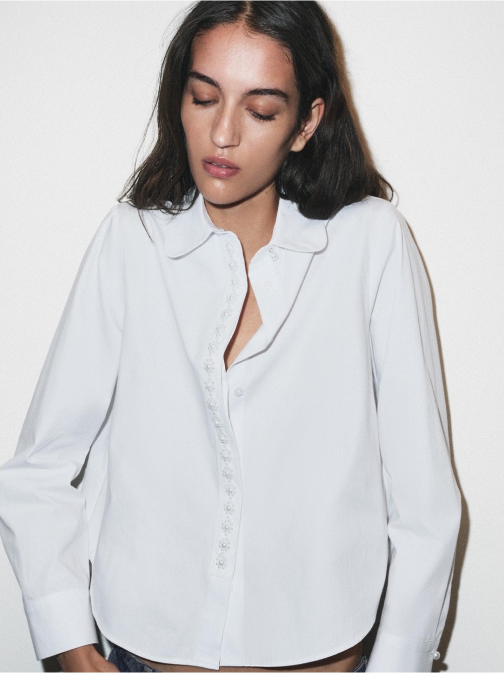Zara Pearl Poplin Blouse
